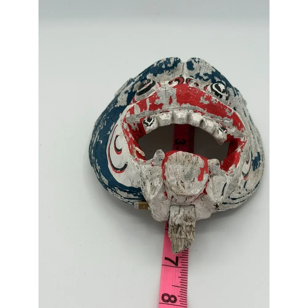 Vintage Hand Carved Wood Asian Dance Drama Mask Folk Art Painted Wall Mask 6